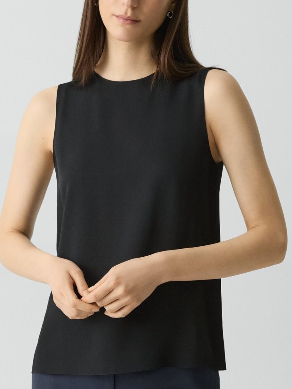 Theory Shell Top in Silk Georgette 100% Size Small Black - Picture 7 of 8